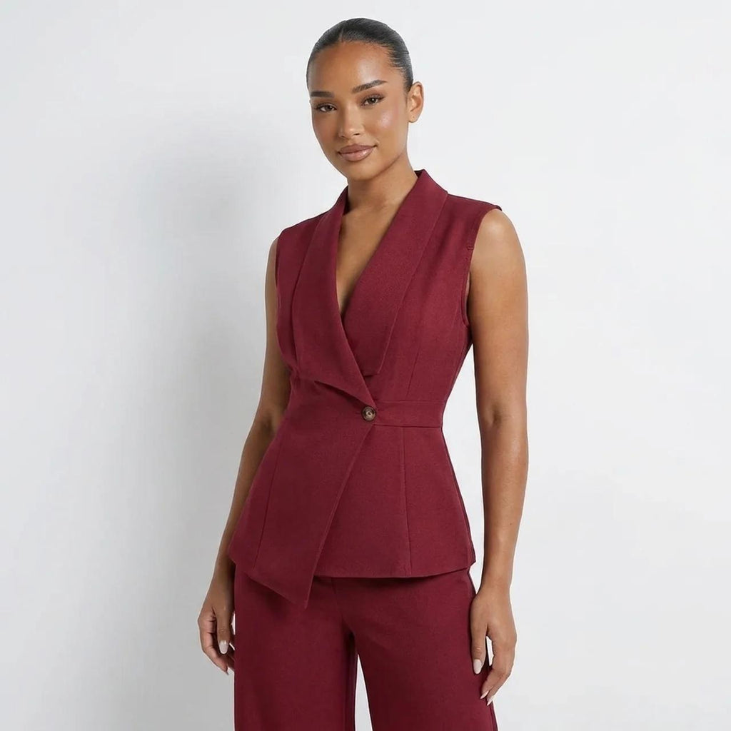 Sleeveless Blazer And Straight-leg Pants Two-piece Set