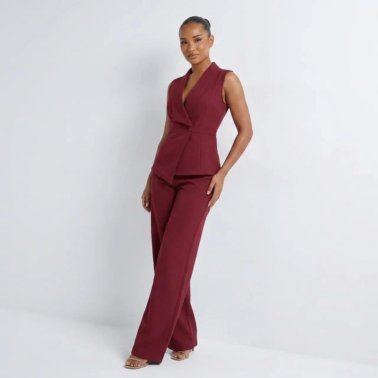 Sleeveless Blazer And Straight-leg Pants Two-piece Set