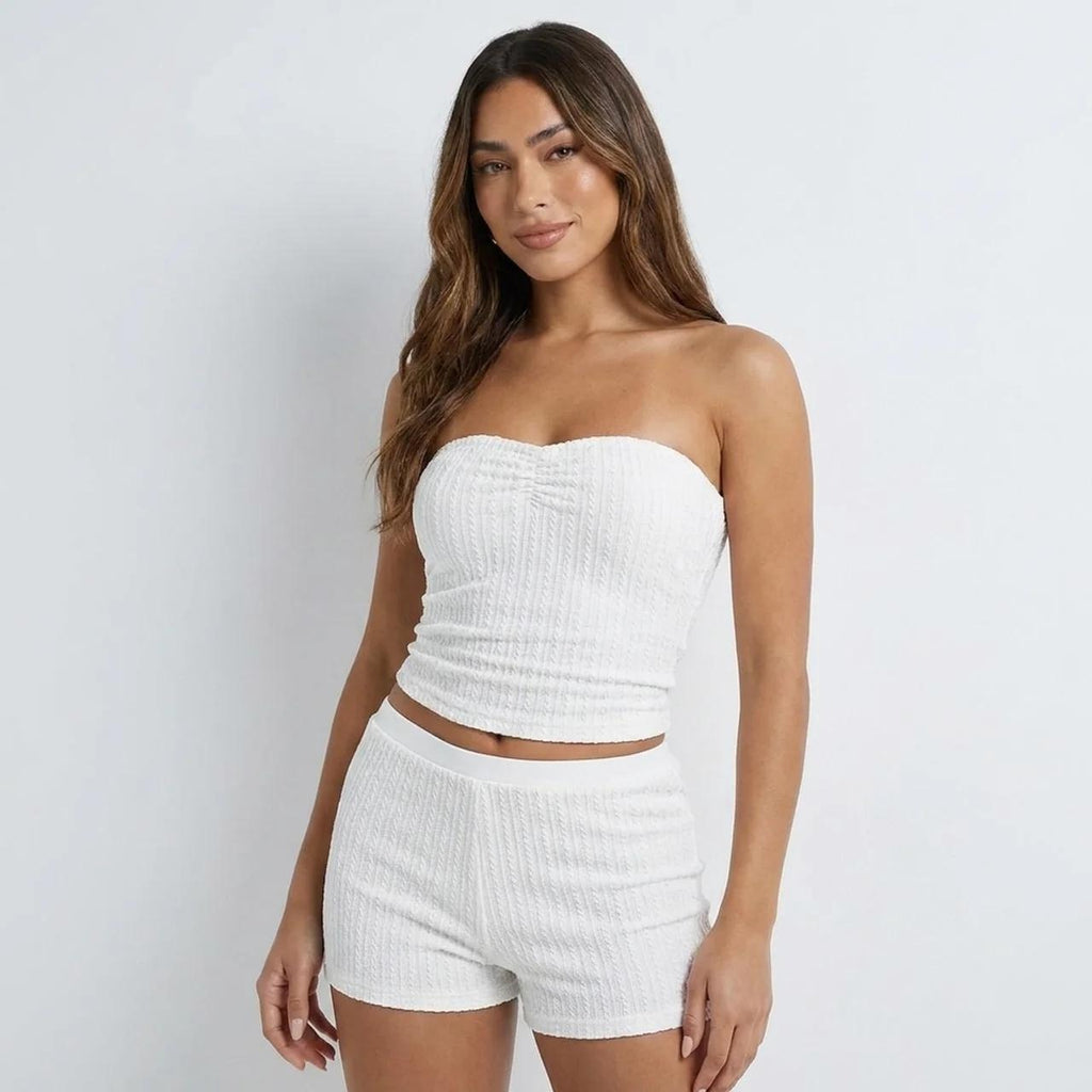 European And American-style Sexy Tube-top Vest And Shorts Set For Women