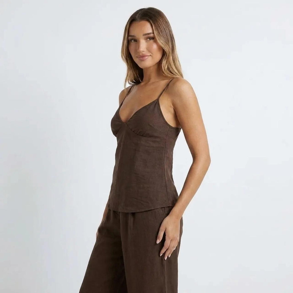 SpringSummer Resort-Style Camisole T-shirt And Pants Womens Outfit Set
