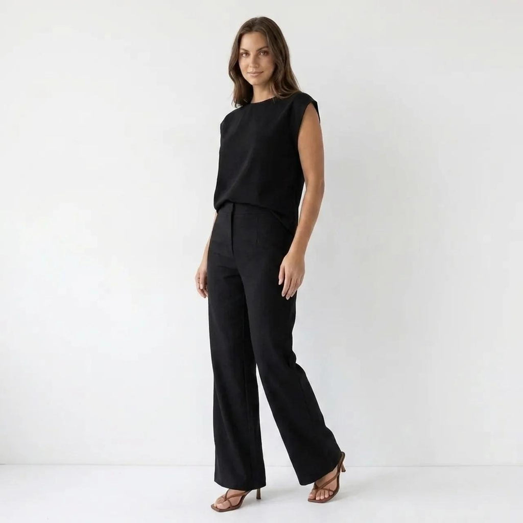 Solid-Color Sexy Tank Top Casual Wide-Leg Pants Two-Piece Set