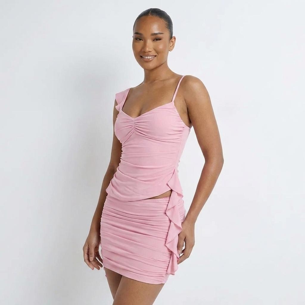 Womens Fashionable And Sexy Halterneck Mini Skirt Set