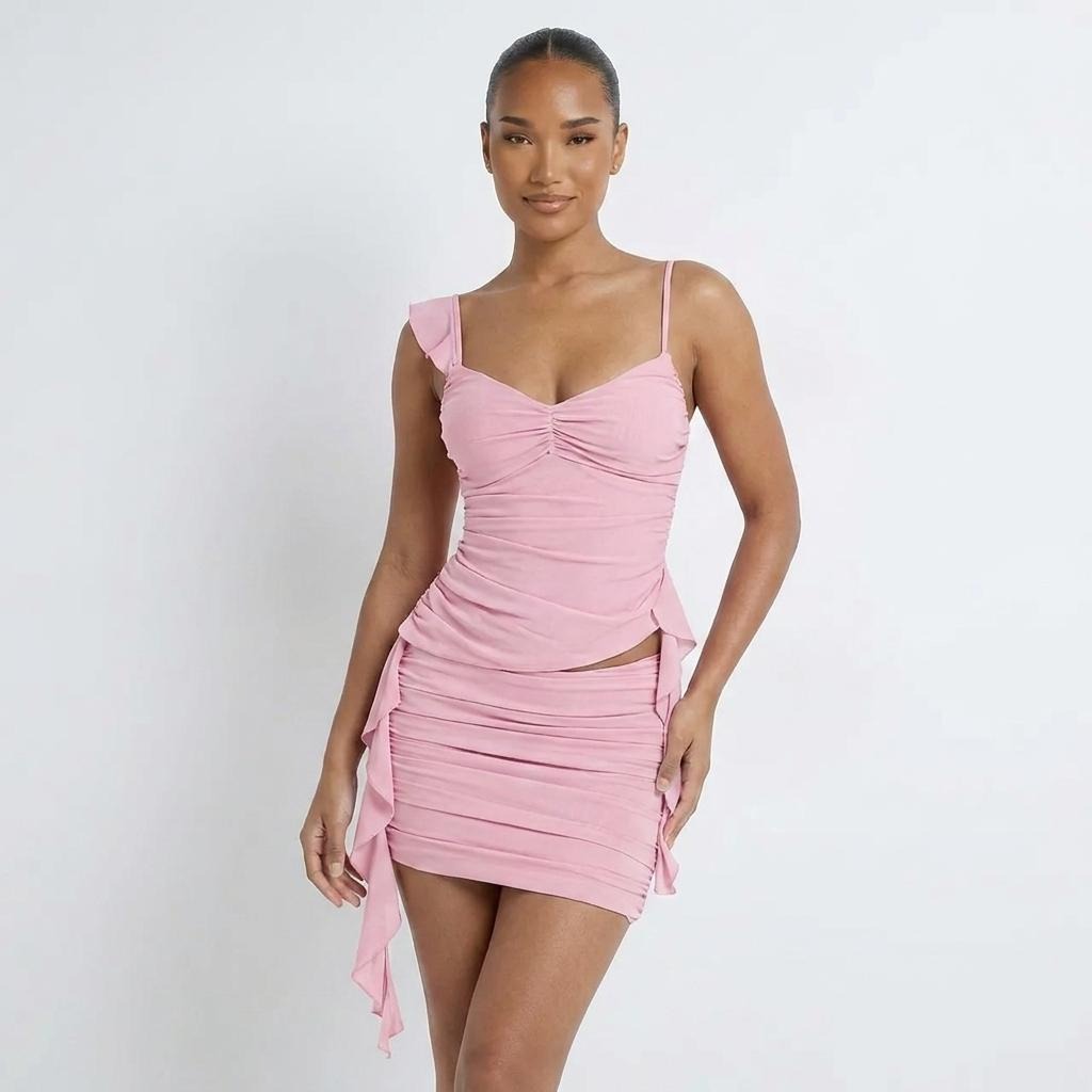 Womens Fashionable And Sexy Halterneck Mini Skirt Set